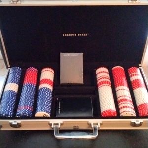 Sharper Image Very Fancy Heavy Duty Poker Chip and 2 Deck Card Set